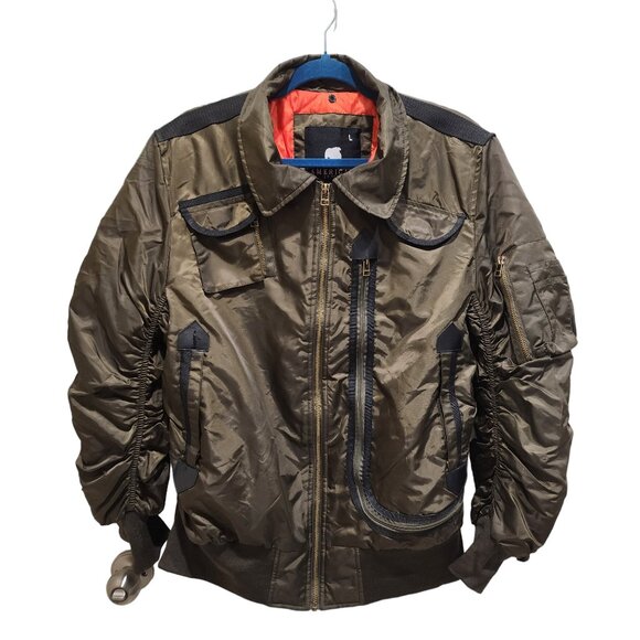 American Stitch Jacket Men's Size L Olive Military Cropped Bomber Full Zip - Picture 1 of 16